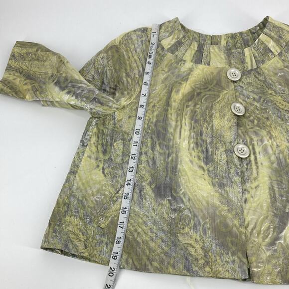 People Like Frank Womens Green Silver 3/4 Sleeve Swing Jacket Size 8 New - Picture 13 of 14